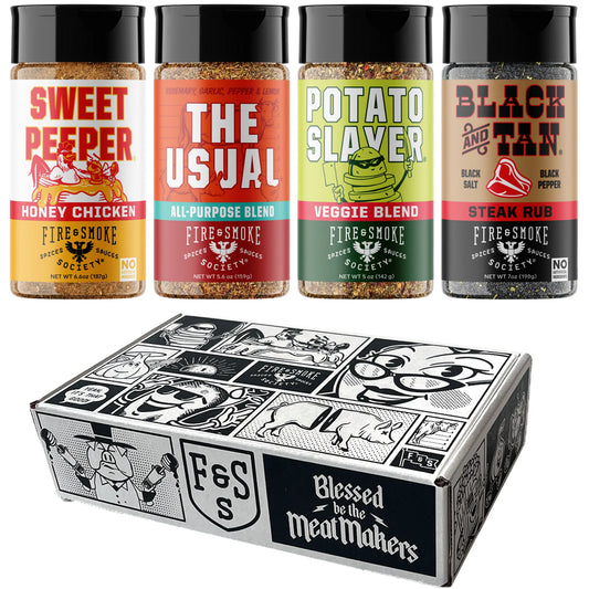 Fire & Smoke Society Mixed Spices & Seasonings (4 Pack), BBQ Gift Pack